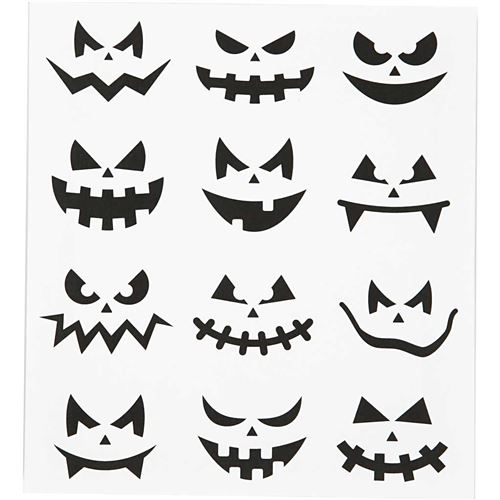 Creotime sticker halloween faces 16,5 x 15 cm 12 pièces