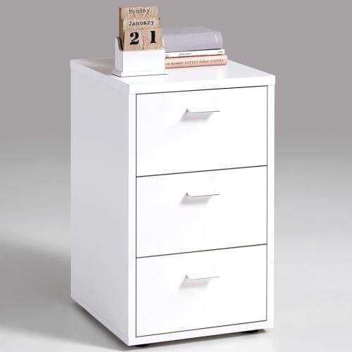 FMD Table de chevet avec 3 tiroirs Blanc 642-001