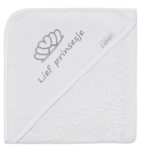 Funnies cape de bain douce princesse junior 80 cm coton blanc/argent