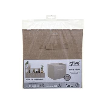Boîte De Rangement Five Simply Smart - 31x31x31 Cm - Noir Avec Poignées Métal - Lot De 5
