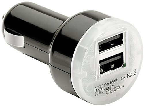 Pulse chargeur de voiture USB 12/24 Volt 2,1A noir double