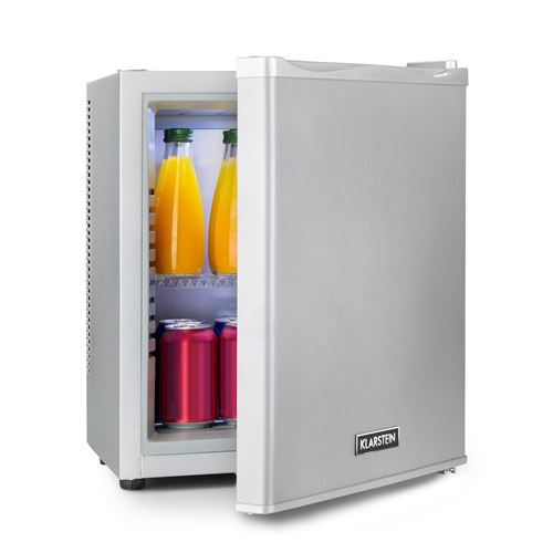 Klarstein Happy Hour 19 Mini Bar 19 L 5-15°C Cee G Sans Bruit 0 Db Éclairage Led Argent