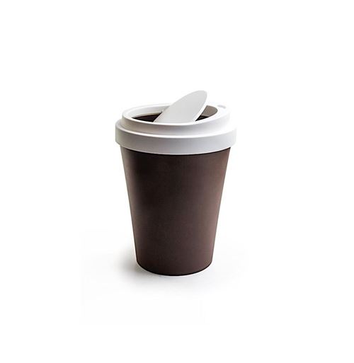 Poubelle en forme de tasse à café avec couvercle tournant - 15 x 25 cm - Marron