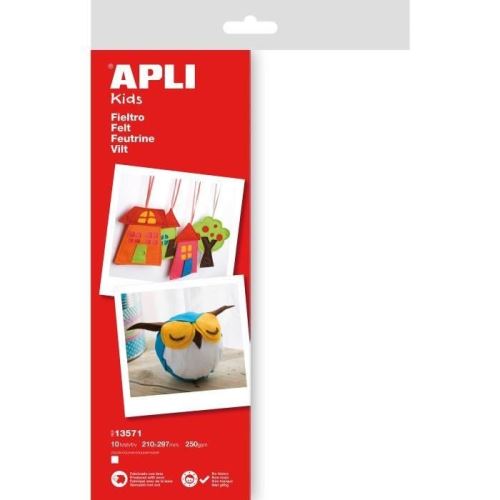 Apli sachet de 10 feuilles de feutrine - blanche 013571