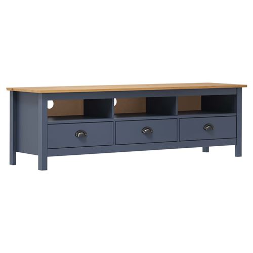 Meuble tv hill range gris 158x40x47 cm bois de pin solide