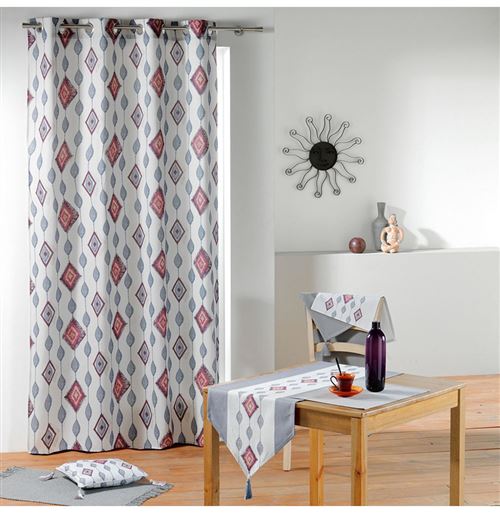 Chemin de table pompons - 100% coton - 40 x 140 cm - Taupe