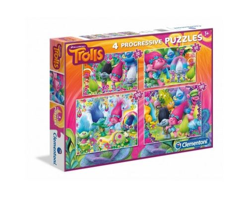 Puzzle 20 Pièces : 4 Puzzles - Trolls, Clementoni