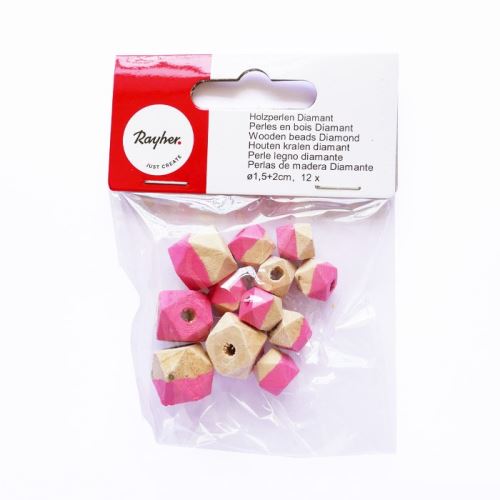 Perles en bois diamant - rose