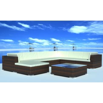Casasmart Ensemble Grand Salon De Jardin En Polyrotin Marron Mobilier De Jardin Achat Prix Fnac