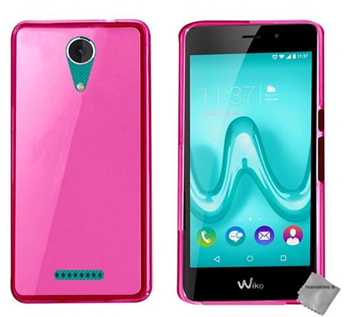 Housse etui coque pochette silicone gel fine pour Wiko Jerry 2 avec film ecran - ROSE