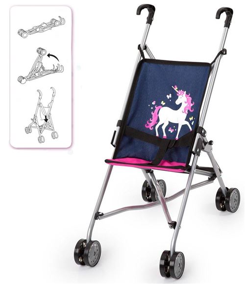 Poussette pliable parapluies licorne 63x51x27