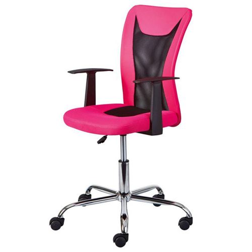 Chaise de bureau à roulettes Donny - l 48 x P 55 x H 89-99 cm - Rose