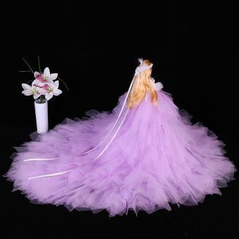 Barbie Poupee Mariee En Robe De Mariage Violet Avec Son Voile Et Un Bouquet Jouet Pour Enfant Poupee Achat Prix Fnac