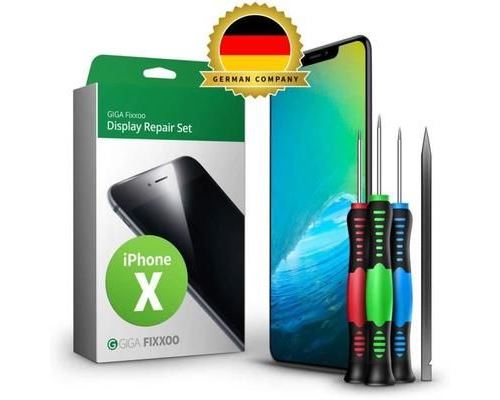 GIGA Fixxoo iPhone X Remplacement d'écran Kit Complet LCD; avec écran Tactile, vitre d'écran Rétina, caméra et capteur de proximité