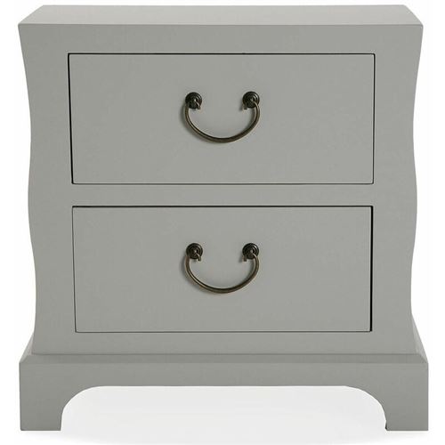 Versa - Table de nuit charme en bois 2 tiroirs Elise Gris