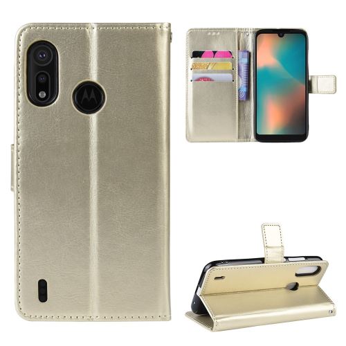 Etui en PU crazy horse avec support or pour votre Motorola P40 Play