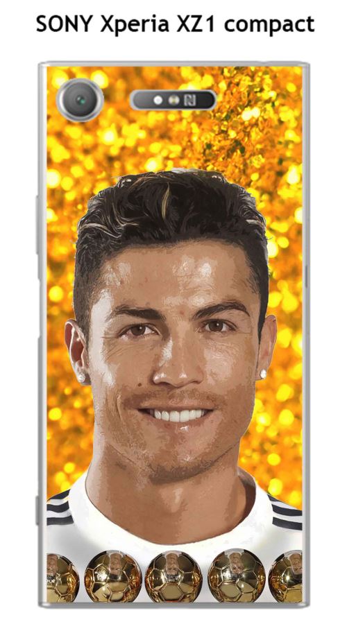 Coque TPU gel souple SONY Xperia XZ1 Compact design Ronaldo fond orangé