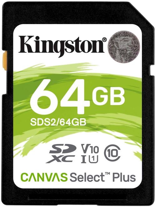 Kingston Canvas Select Plus - Flashgeheugenkaart - 64 GB - Video Class V10 / UHS-I U1 / Class10 - SDXC UHS-I