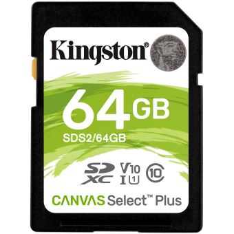 Kingston Canvas Select Plus - Carte mémoire flash - 64 Go - Video Class V10 / UHS-I U1 / Class10 - SDXC UHS-I - 1