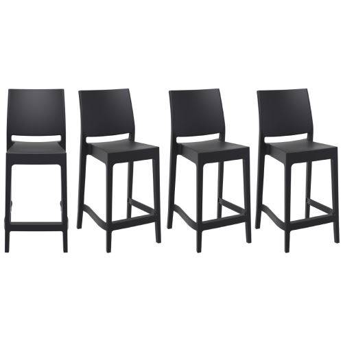 Tabourets de bar design empilables noirs 65 cm (lot de 4) CALAO