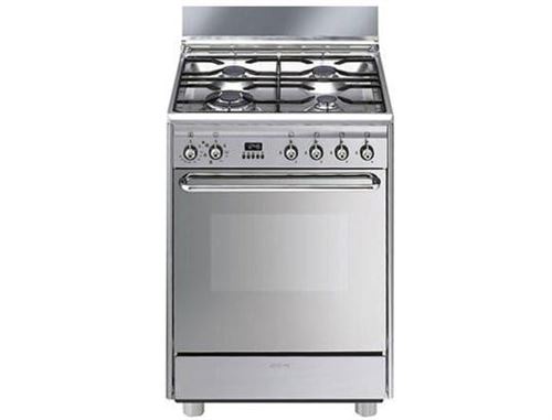 Cuisiniere Gaz Smeg Scb60mx9 - Inox - Plaque Gaz / Four Electrique Multifonction - Vapor Clean - Porte Froide - Porte Tempérée