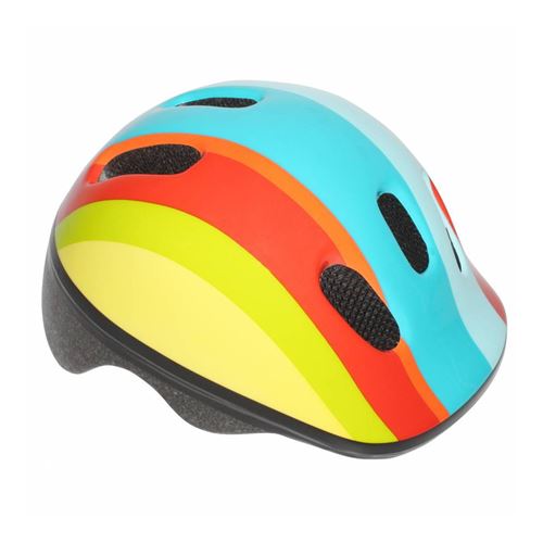 Casque velo enfant-bebe polisport rainbow arc en ciel taille 44-48cm avec molette (vendu sur carte)