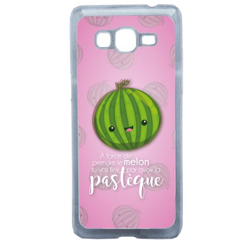 Coque Force De Prendre Le Melon Tu Vas Finir Par Avoir La Pastque Fond Rose Pale Compatible Samsung Grand Prime Transparent