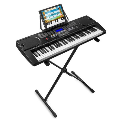 15 09 sur max kb1 clavier electronique debutant avec stand piano d apprentissage 61 touches fonction d enregistrement 2 haut parleurs ideal pour debuter le piano synthetiseur top prix fnac