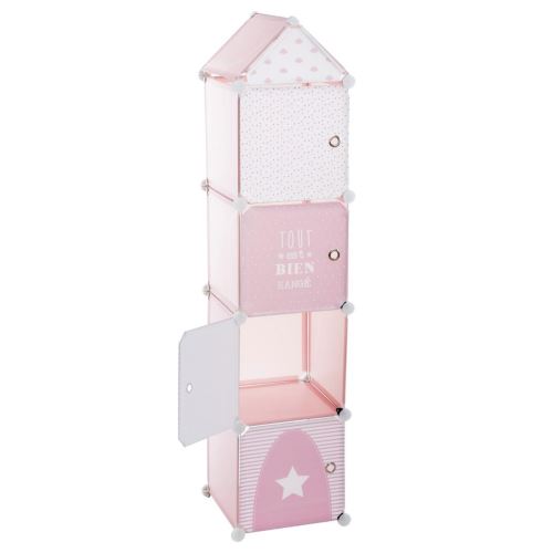 Tour de rangement colonne rose pour enfant