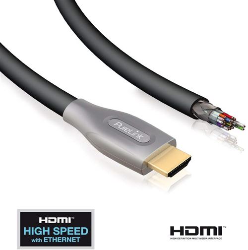 PureLink ID de PS2000–05 Câble HDMI High Speed avec Ethernet pour la 3D et résolution HDTV jusqu'à 4 K (2160p), Noir 0,5 m