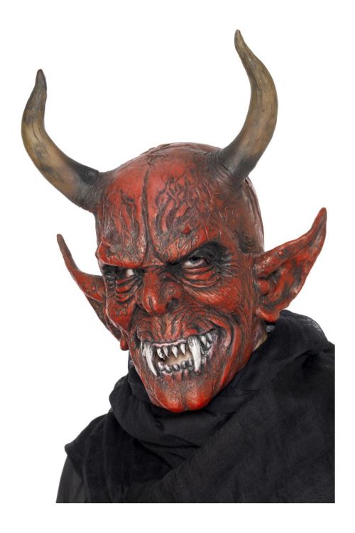 Masque demon avec cornes rouge en latex
