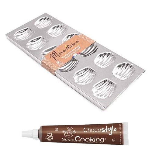Moule à madeleines en fer blanc 12 empreintes + 1 Stylo chocolat offert - ScrapCooking
