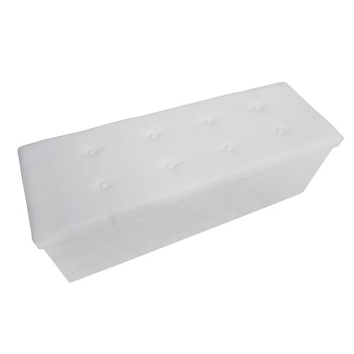 Todeco - Lederlook vouwbank, opvouwbare opslag Ottoman, Gestikte afwerking, 110 x 38 x 38 cm (43,3 x 15 x 15 inch), Bruin, Maximale lading: 330 lbs