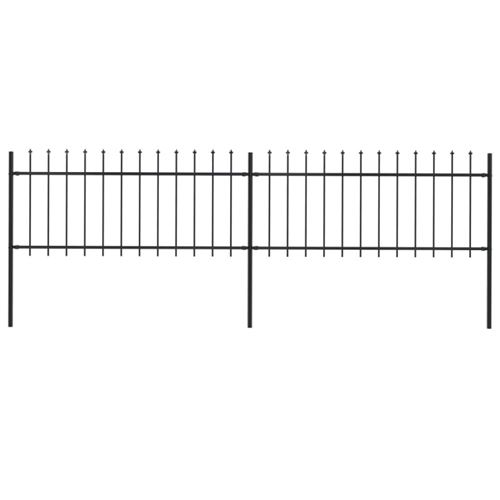 Vidaxl Noir Tuinhek Met Speren Bovenkant 3,4X0,8 M Staal Zwart277603 - Image 1