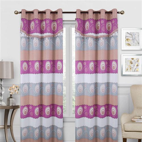Paire de rideaux cantonnière Seashell - Fuchsia - Dimensions : 140x260cm