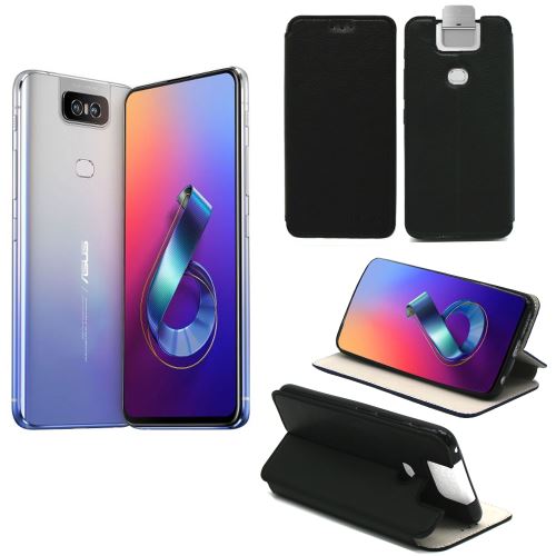 Housse Asus Zenfone 6 ZS630KL noire - Etui Coque Asus Zenfone 6 ZS630KL Protection antichoc à rabat Smartphone 2019 - Accessoires Pochette Case XEPTIO
