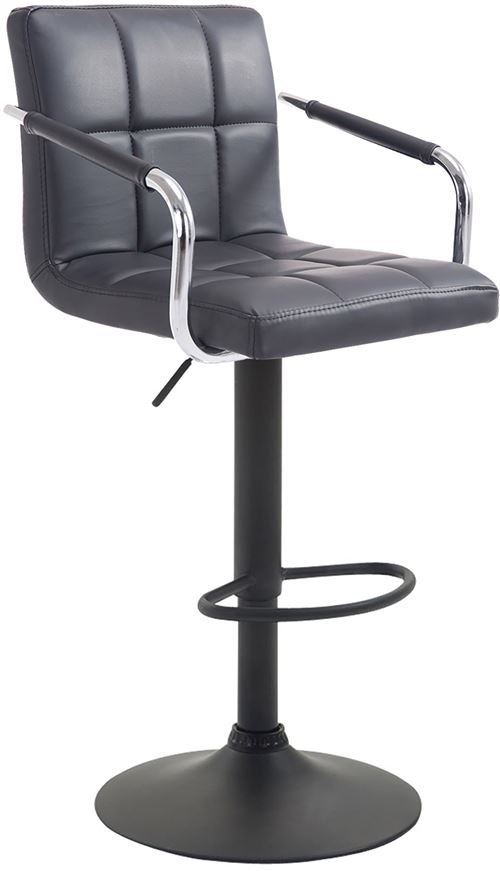 Tabouret de bar Lucy V2 en similicuir avec Piètement en Métal , Noir /Noir