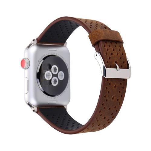 Bracelet de montre en cuir durable respirant pour Apple Watch Series 6/ SE/ 5/ 4 44mm - Marron