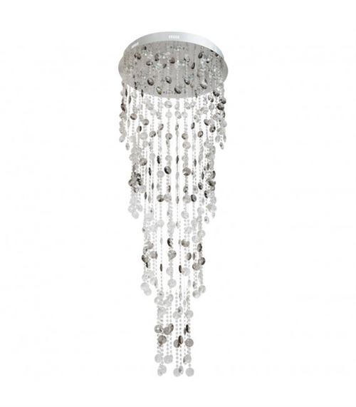 Plafonnier argenté Crystal 16 ampoules 180 Cm