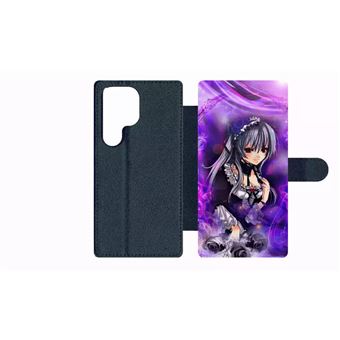 Etui My-Kase pour Galaxy S23 Ultra - manga fille violet - Simili-cuir - Noir - 1