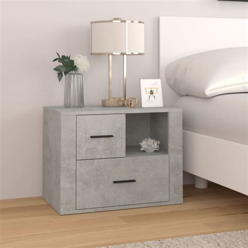 Non Communiqué Gris Table De Chevet Béton 60X36x45 Cm Bois D Ingénierie