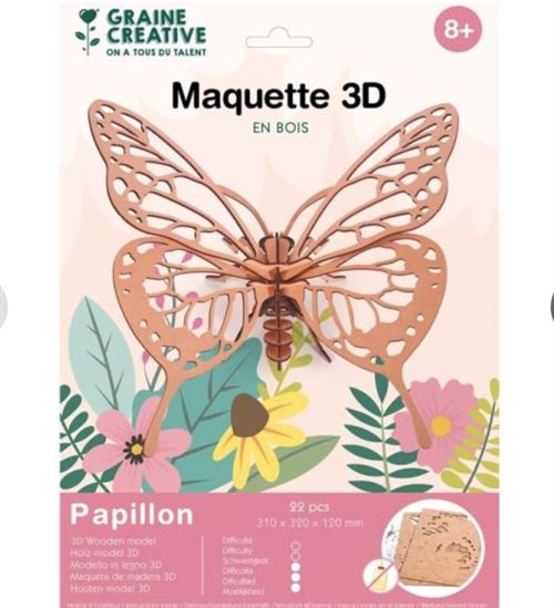 Non Communiqué Multicolore Papillon Maquette 3D En Bois