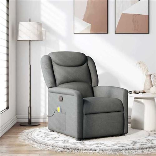 Vidaxl Gris Fauteuil De Massage, Relaxation Tissu Foncé - Image 3