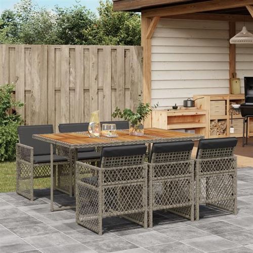 Non Communiqué Gris Vidaxl Ensemble À Manger De Jardin Et Coussins 7 Pcs Rotin 3210734