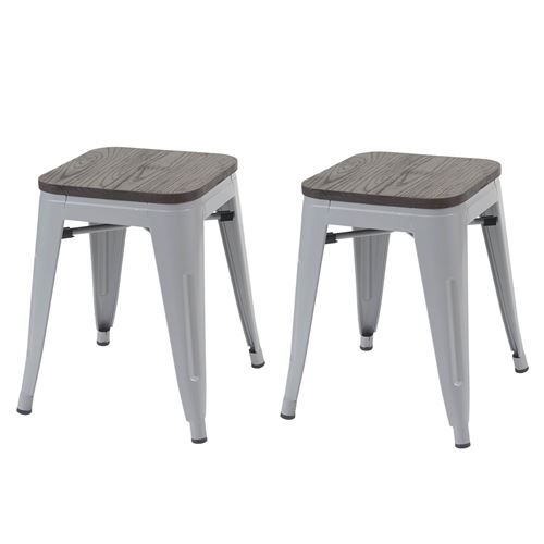 Mendler - Lot de 2 Tabourets HWC-A73 - Style Industriel - Gris - Image 3