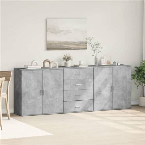 Non Communiqué Gris Vidaxl Buffets 3 Pcs Béton Bois D'ingénierie, Armoire De Rangement, Meuble D'entrée, Meuble D'appoint, Meuble De 3276612