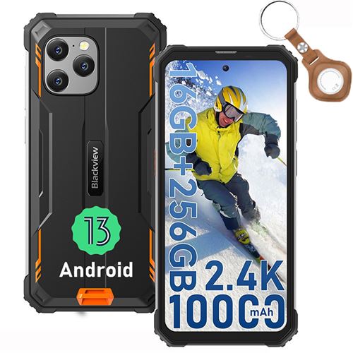 Blackview BV8900 Pro Téléphone Portable Incassable Android 13 6,5 16Go+256Go Caméra 64MP 10000mAh IP68 NFC Avec UWB - Orange