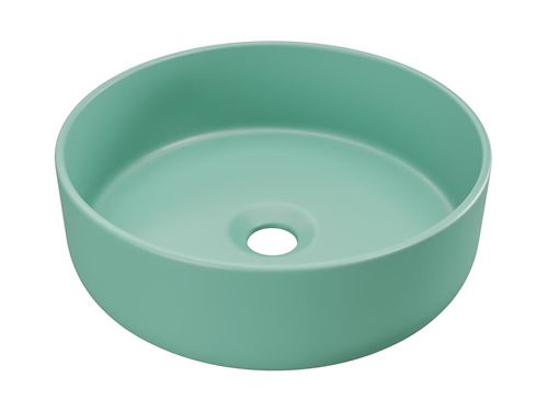 Vasque à poser ronde en céramique - Vert mat - 36 cm - LENISO II