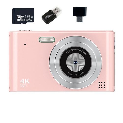 Appareil Photo Num&eacute;rique VURAHOME C15 1080P Zoom 16X &Eacute;cran 2,4"" 128Go Rose