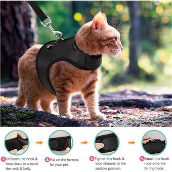 Gilet rembourré avec harnais pour chats avec laisse ajustable pour